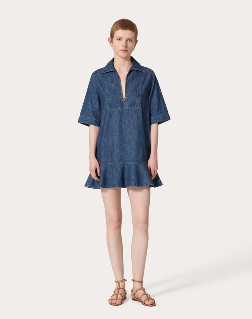 Red Valentino ABITO CORTO IN CHAMBRAY DENIM Qualità