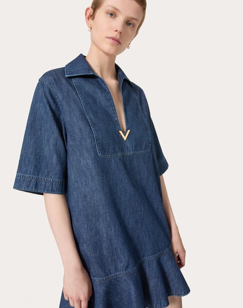 Red Valentino ABITO CORTO IN CHAMBRAY DENIM Qualità