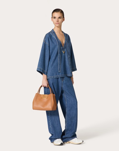 Red Valentino KAFTANO IN DENIM BLU MEDIO Vendita