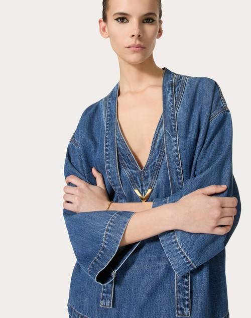 Red Valentino KAFTANO IN DENIM BLU MEDIO Vendita