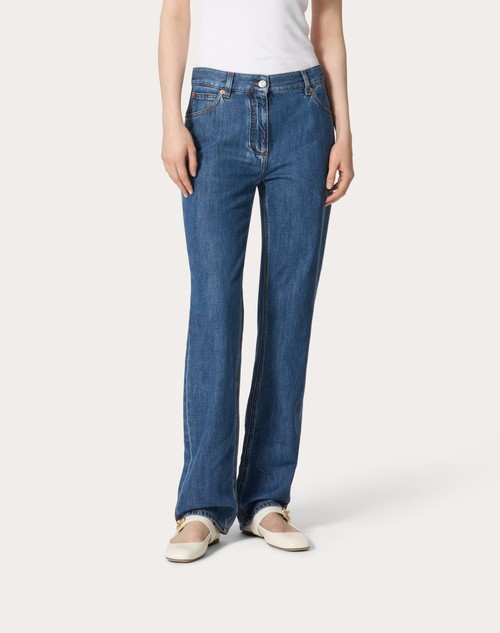 Red Valentino PANTALONI IN DENIM BLU MEDIO Spedizione Gratuita