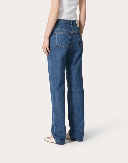 Red Valentino PANTALONI IN DENIM BLU MEDIO Spedizione Gratuita