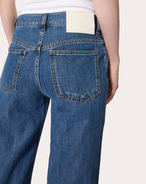 Red Valentino PANTALONI IN DENIM BLU MEDIO Spedizione Gratuita