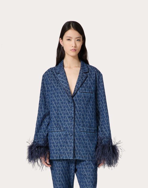 Red Valentino CAMICIA IN DENIM TOILE ICONOGRAPHE MEDIUM BLUE Soddisfazione Garantita