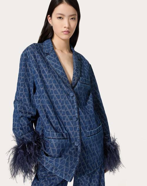 Red Valentino CAMICIA IN DENIM TOILE ICONOGRAPHE MEDIUM BLUE Soddisfazione Garantita