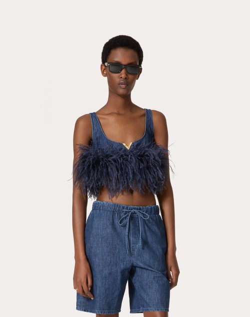Red Valentino TOP IN CHAMBRAY DENIM Negozi Online