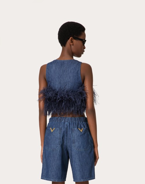 Red Valentino TOP IN CHAMBRAY DENIM Negozi Online
