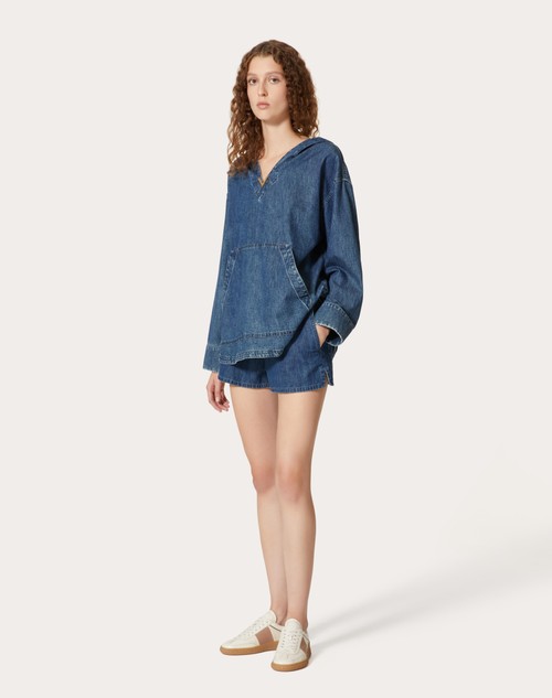 Red Valentino SHORTS IN CHAMBRAY DENIM Acquista Ora