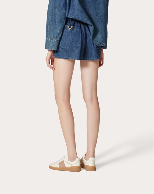 Red Valentino SHORTS IN CHAMBRAY DENIM Acquista Ora