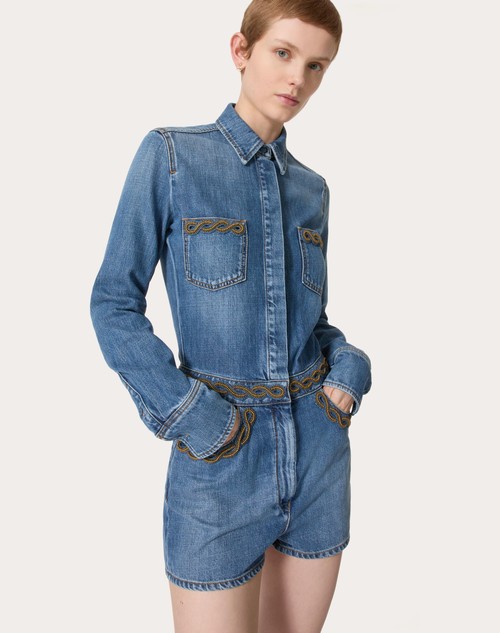 Red Valentino TUTA IN DENIM BLU MEDIO RICAMATA Fino Al -60%