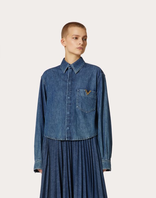 Red Valentino CAMICIA IN CHAMBRAY DENIM Sottocosto