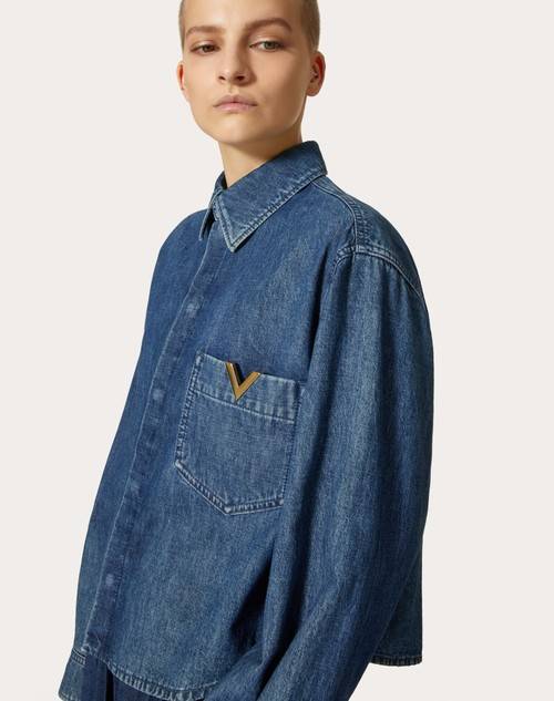 Red Valentino CAMICIA IN CHAMBRAY DENIM Sottocosto