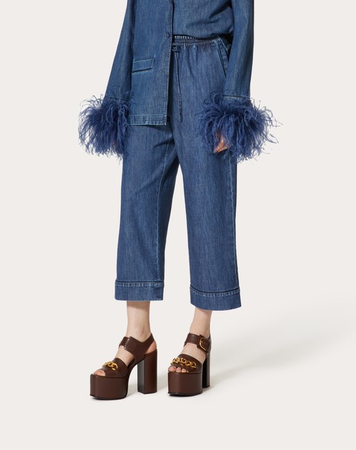 Red Valentino PANTALONE IN CHAMBRAY DENIM Online