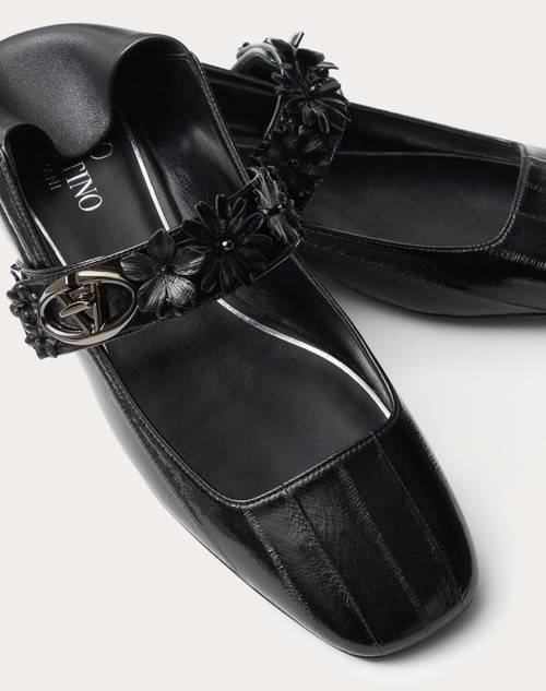 Red Valentino BALLERINA MARY-JANE VLOGO LOCKER IN ANGUILLA CON APPLICAZIONE DI FIORI Vendite Flash