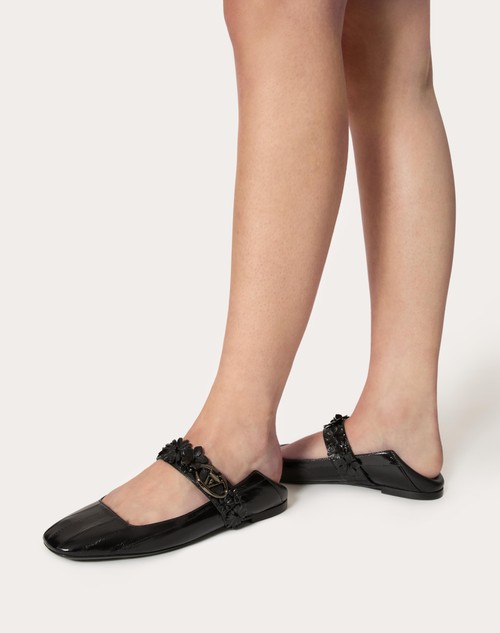 Red Valentino BALLERINA MARY-JANE VLOGO LOCKER IN ANGUILLA CON APPLICAZIONE DI FIORI Vendite Flash