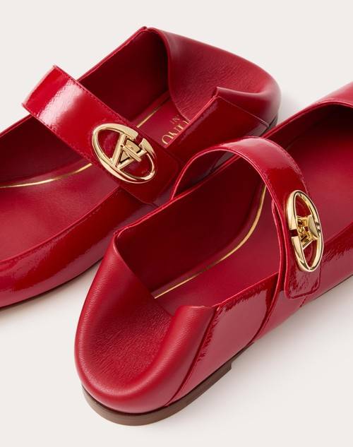 Red Valentino BALLERINA MARY-JANE VLOGO LOCKER IN NAPLACK Nuova