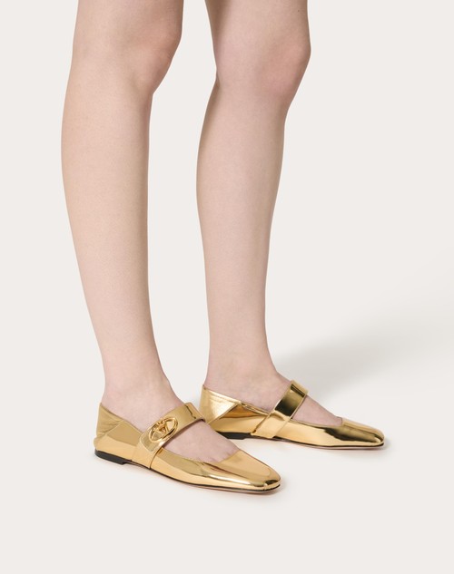 Red Valentino BALLERINA MARY-JANE VLOGO LOCKER IN VITELLO SPECCHIO Italia