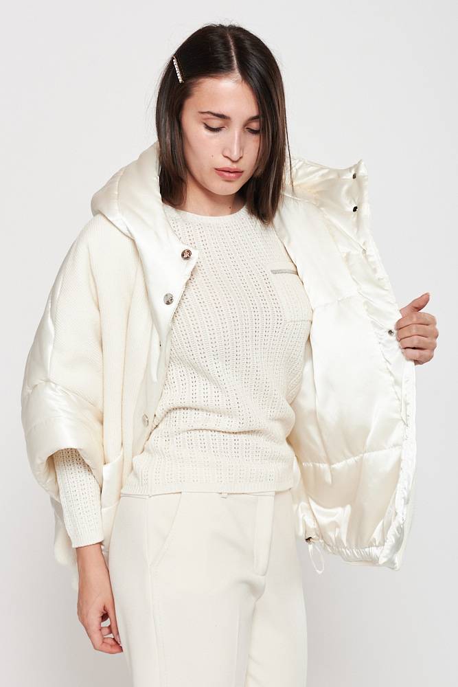 Rrocco Ragni Piumino oversize in tessuto combinato Vendita Calda