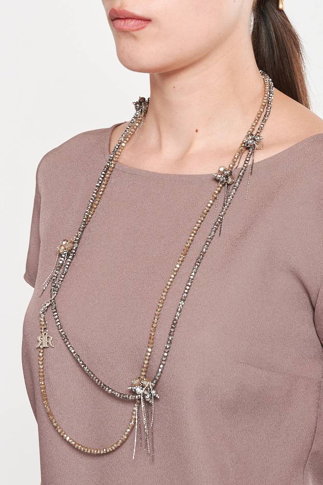 Rrocco Ragni Collana con cristalli e monile In Linea