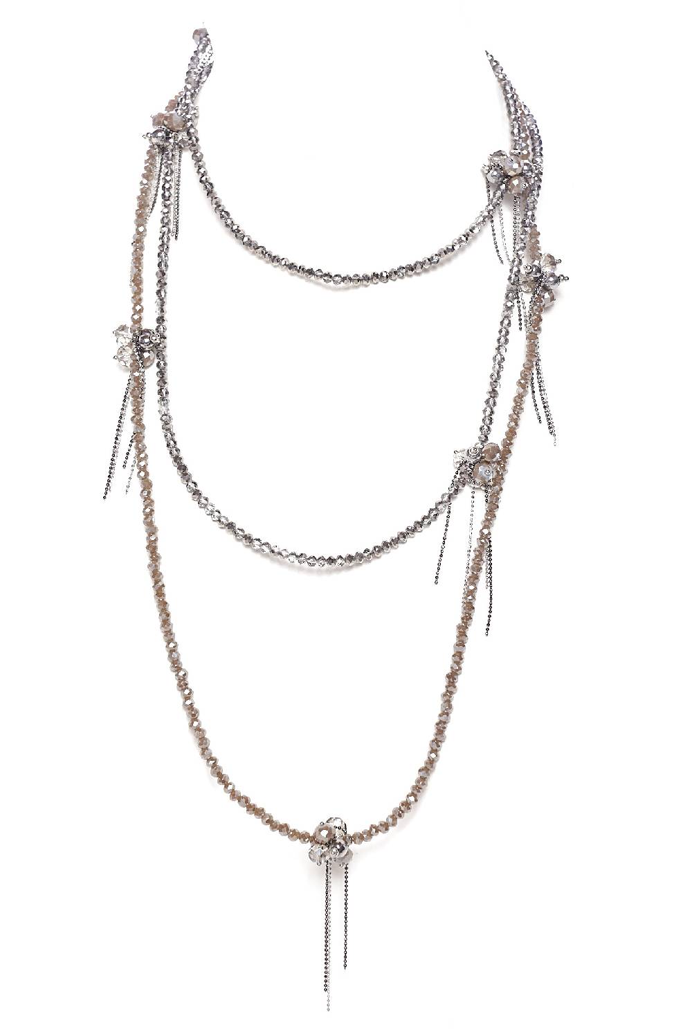 Rrocco Ragni Collana con cristalli e monile In Linea