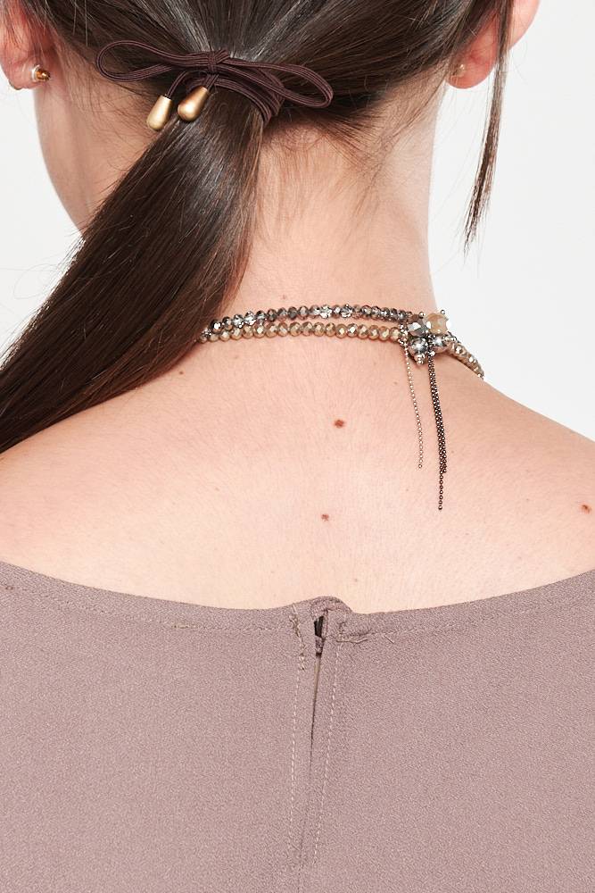 Rrocco Ragni Collana con cristalli e monile In Linea