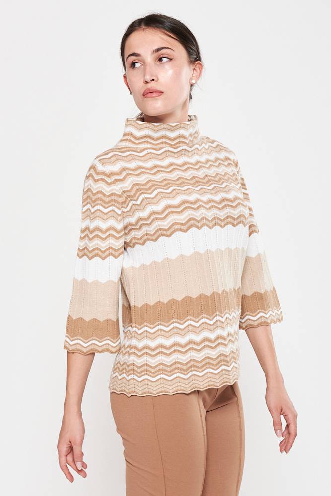 Rrocco Ragni Maglia a fantasia con collo a cratere Shopping Online