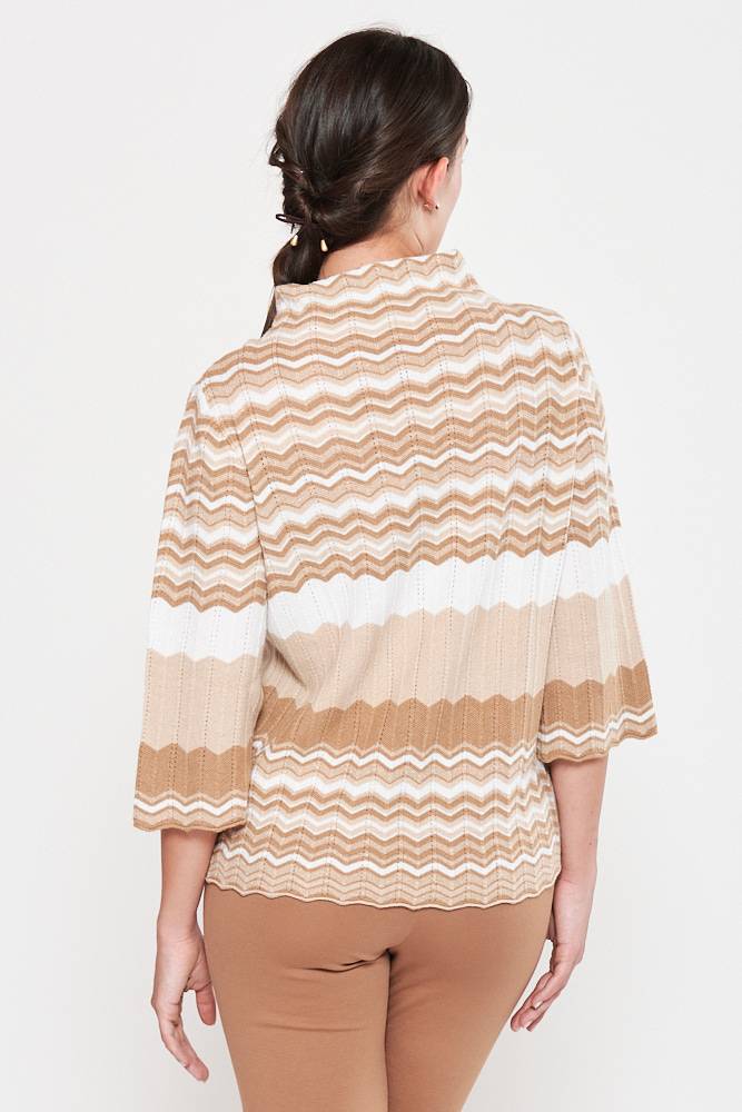 Rrocco Ragni Maglia a fantasia con collo a cratere Shopping Online
