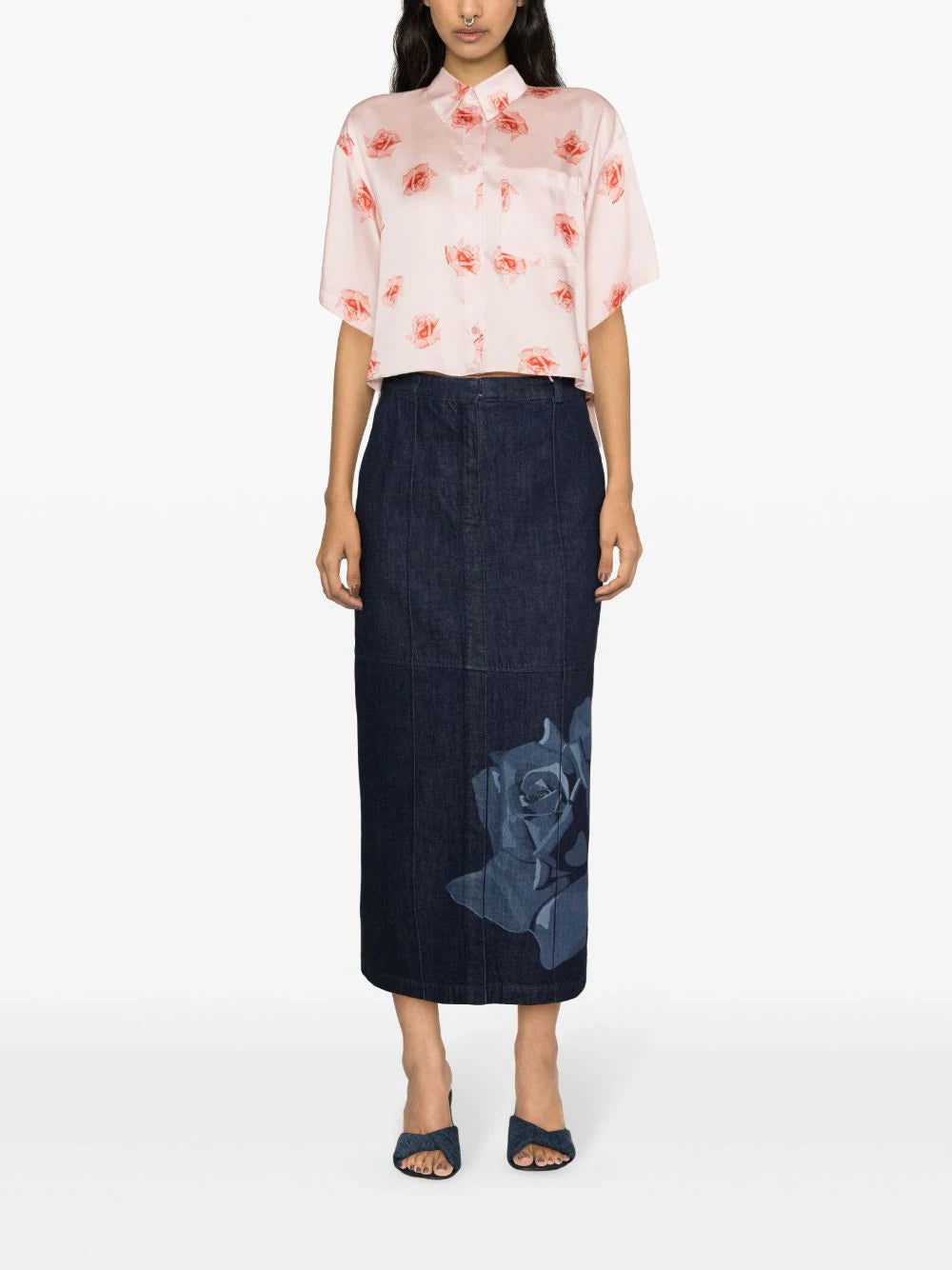 KENZO 'kenzo rose' cropped dropped shoulders shirt Acquista Ora
