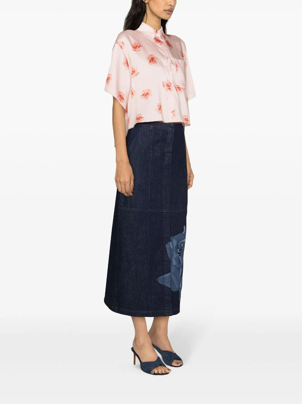 KENZO 'kenzo rose' cropped dropped shoulders shirt Acquista Ora