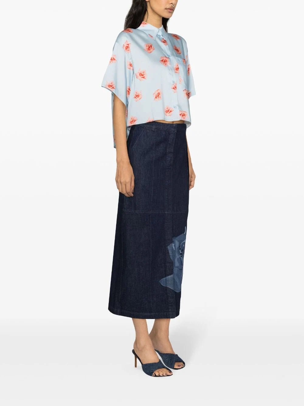 KENZO 'kenzo rose' cropped dropped shoulders shirt Consegna Veloce