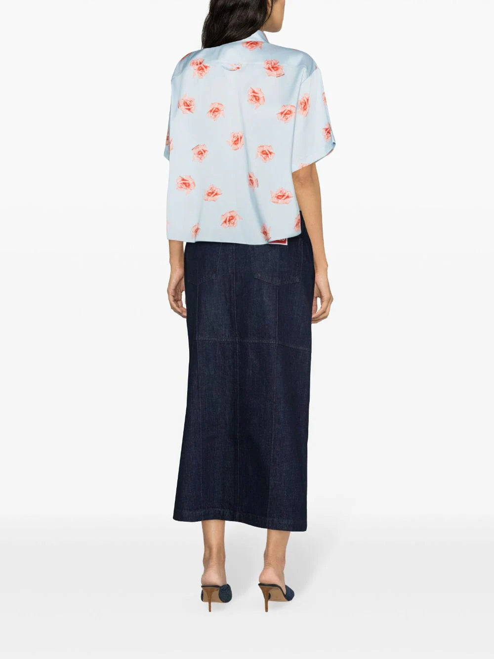 KENZO 'kenzo rose' cropped dropped shoulders shirt Consegna Veloce