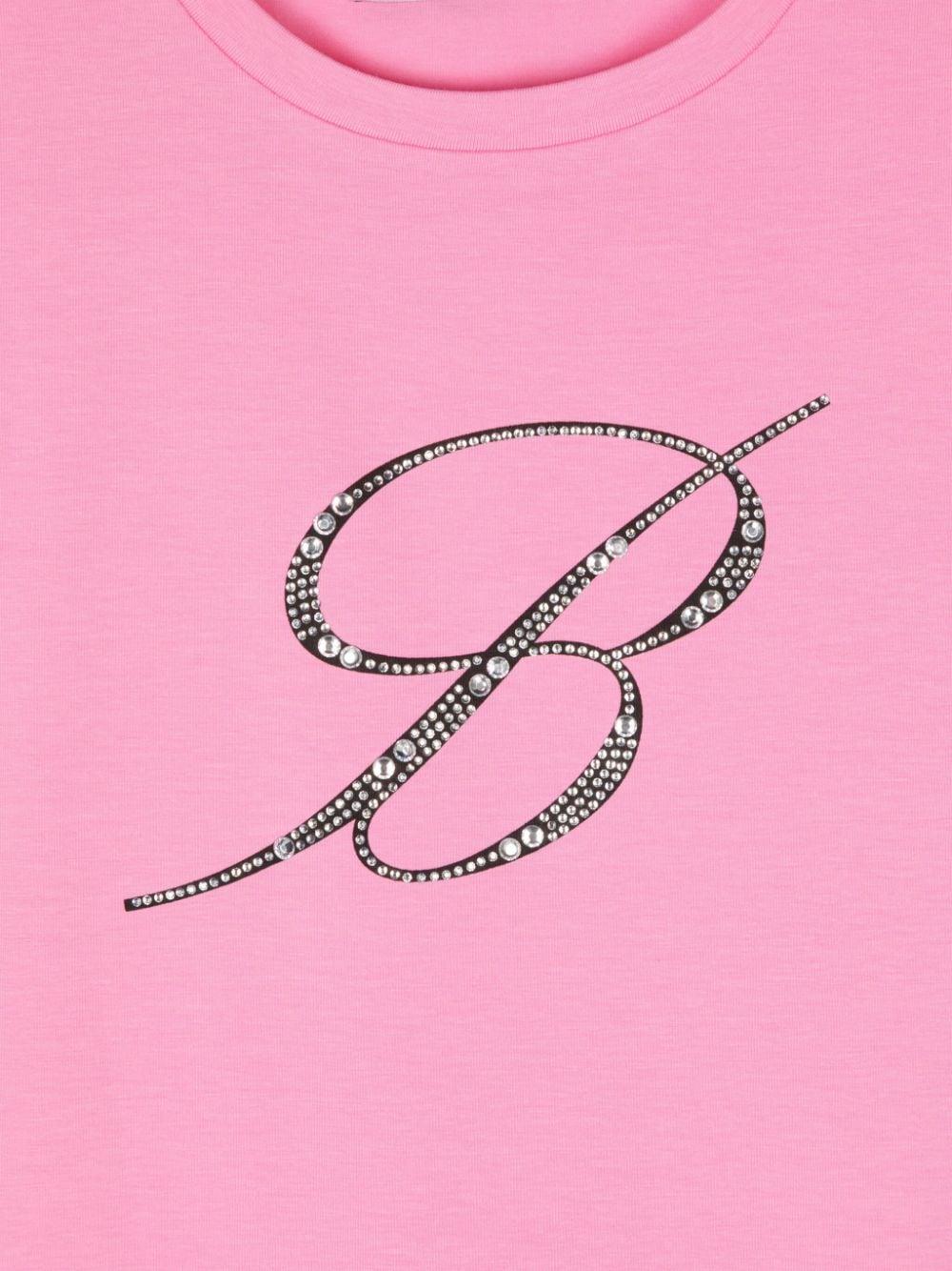 Miss Blumarine T-shirt with rhinestone logo Vendita