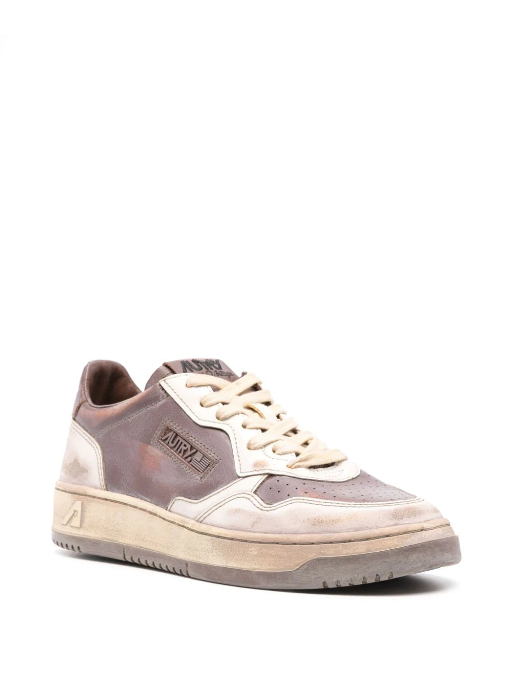 AUTRY Super vintage low sneakers in white leather and mud patridge Shopping Online