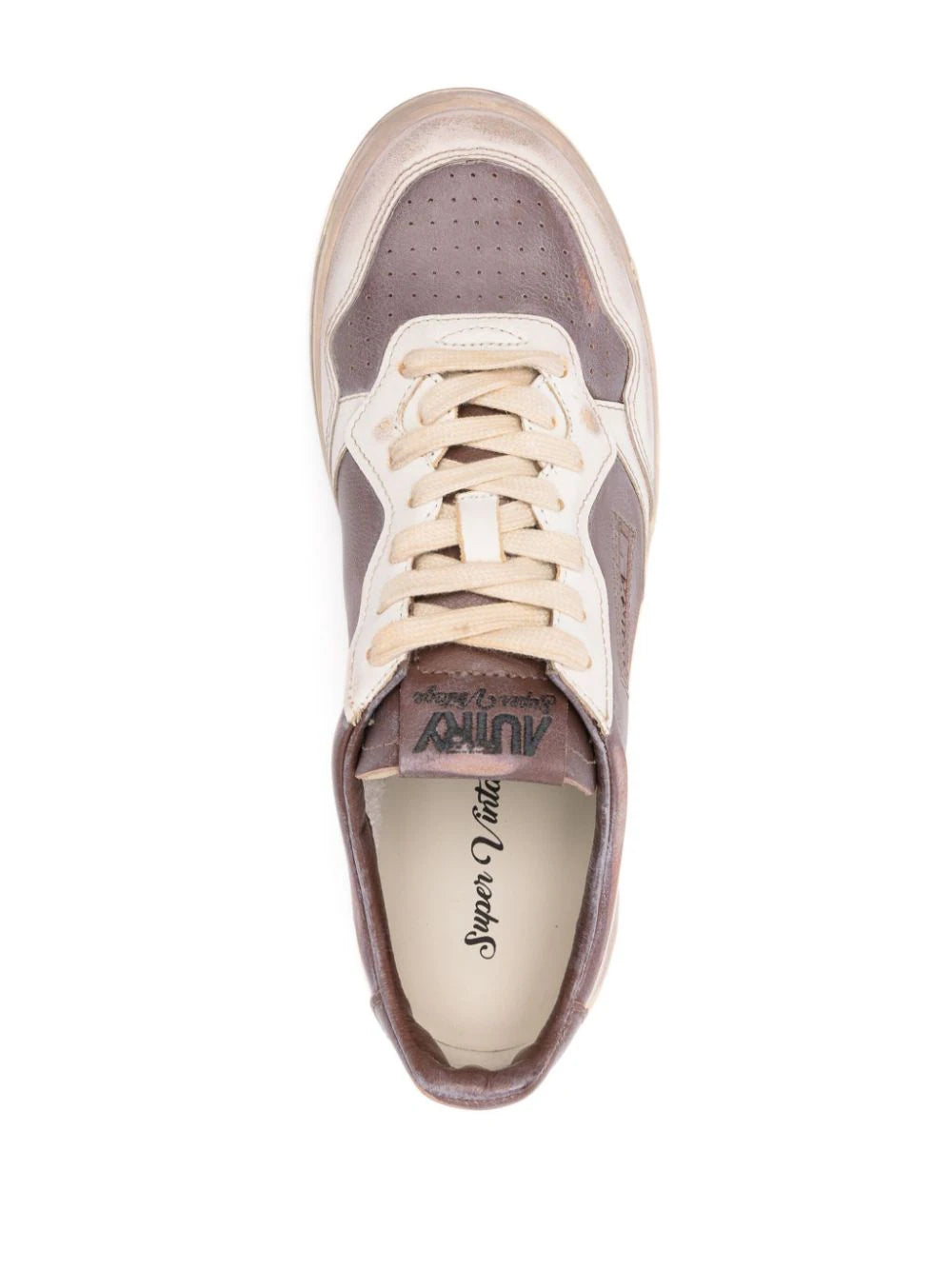 AUTRY Super vintage low sneakers in white leather and mud patridge Shopping Online