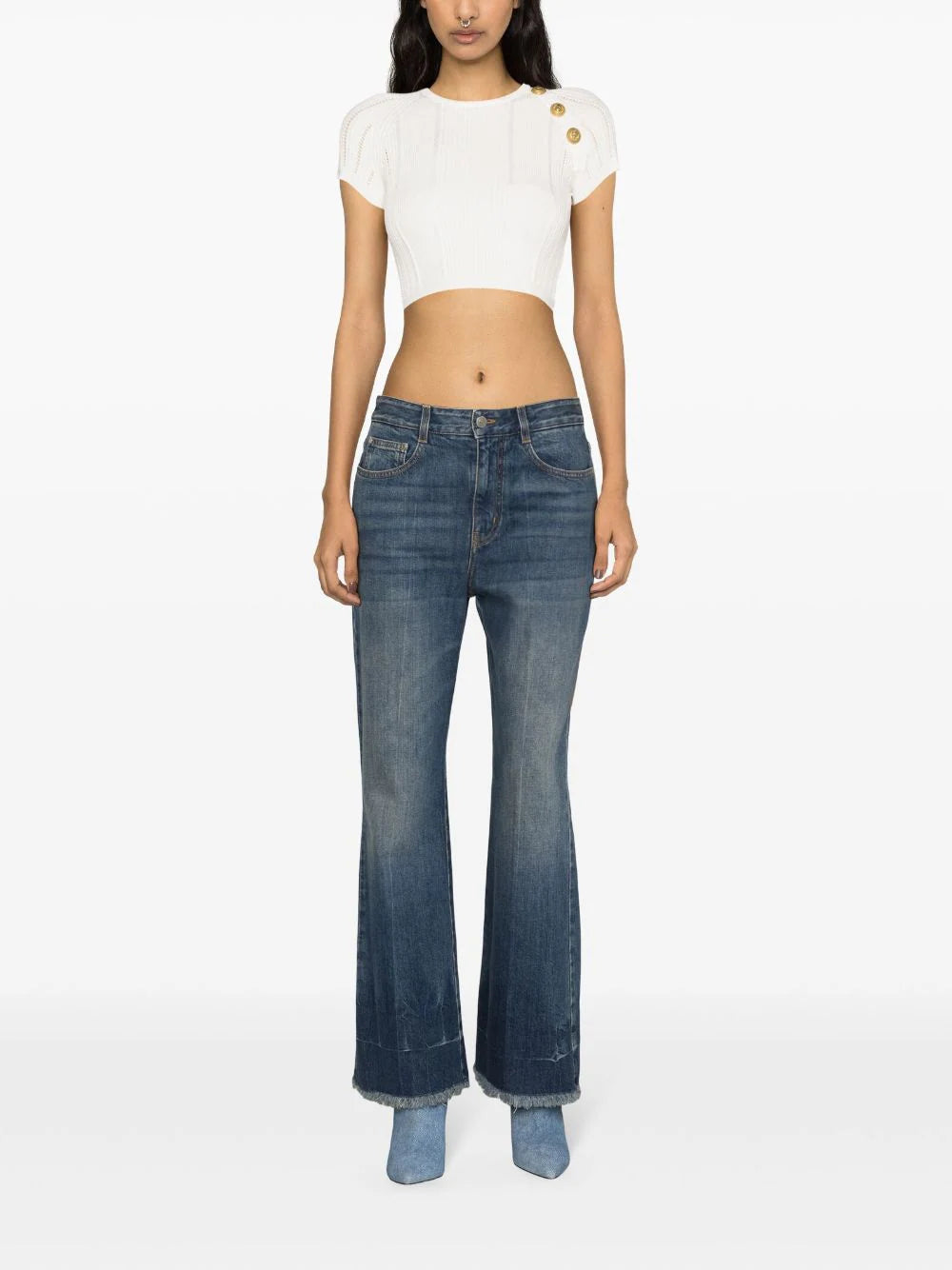 BALMAIN 3-button fine knit top Offerta