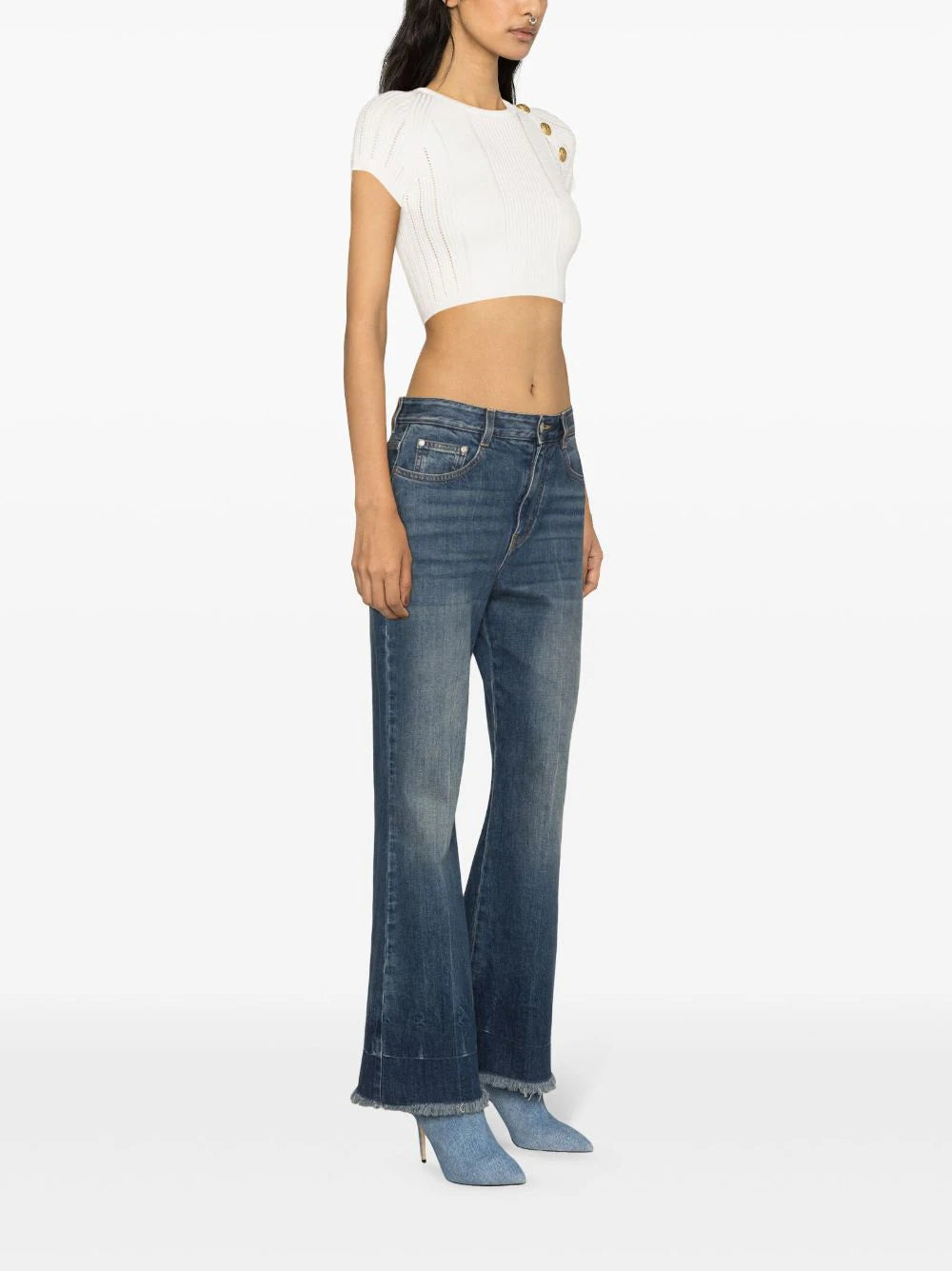 BALMAIN 3-button fine knit top Offerta