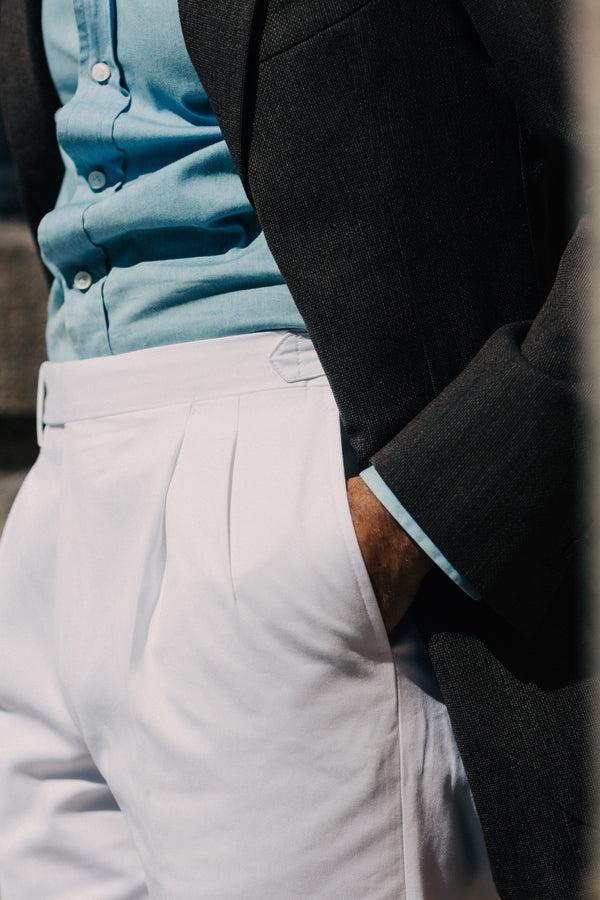 Rota Summer White pair of regular fit cotton trousers 2025