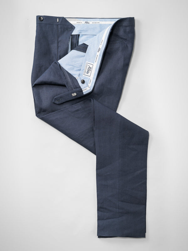 Rota Summer Dark blue pair of regular fit linen trousers Pezzi Unici