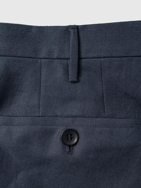 Rota Summer Dark blue pair of regular fit linen trousers Pezzi Unici