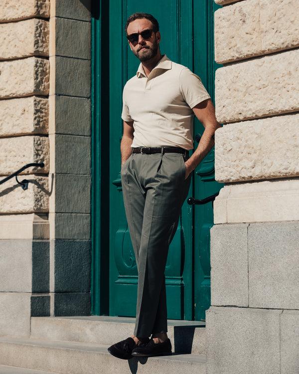 Rota Four Seasons Green pair of regular fit cotton trousers Nuovo