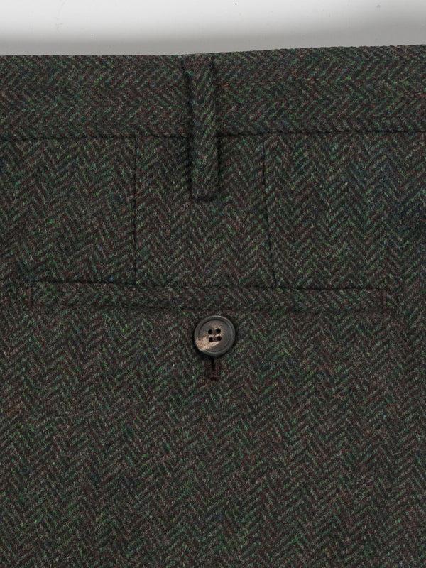 Rota Winter Green melange herringbone wool cashmere trousers Sottocosto