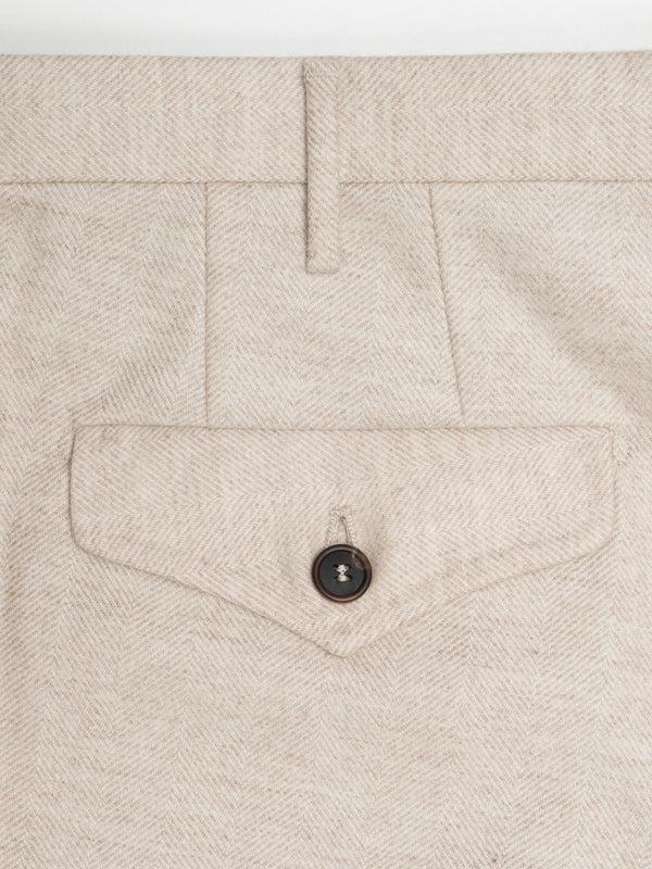 Rota Winter Light beige herringbone flannel trousers Economico