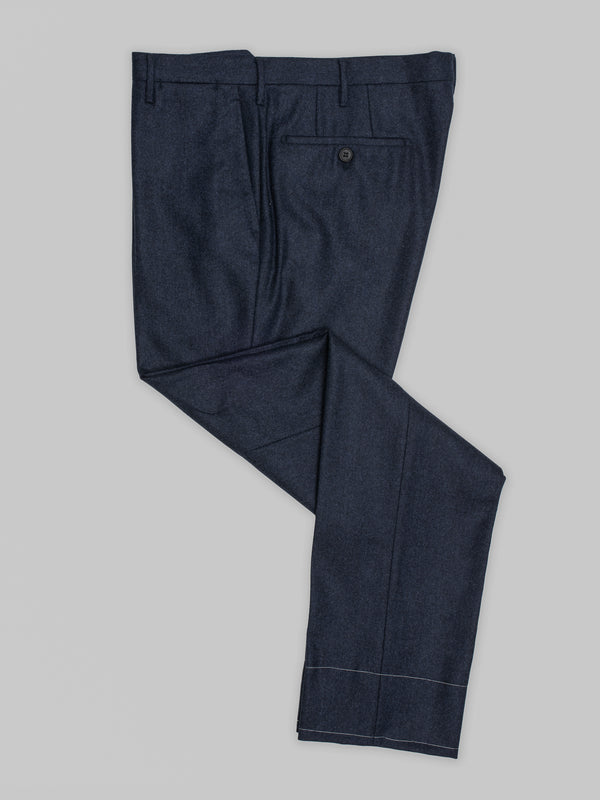 Rota Winter Dark blue herringbone flannel trousers Vendita Economica