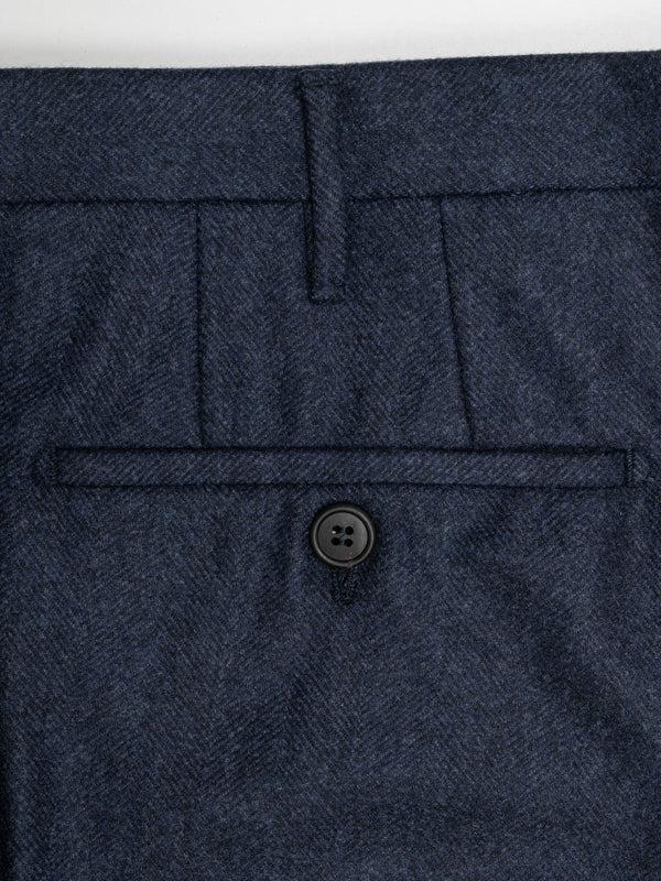 Rota Winter Dark blue herringbone flannel trousers Vendita Economica