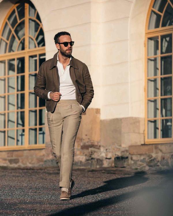 Rota Summer Beige pair of regular fit linen trousers Pezzi Unici