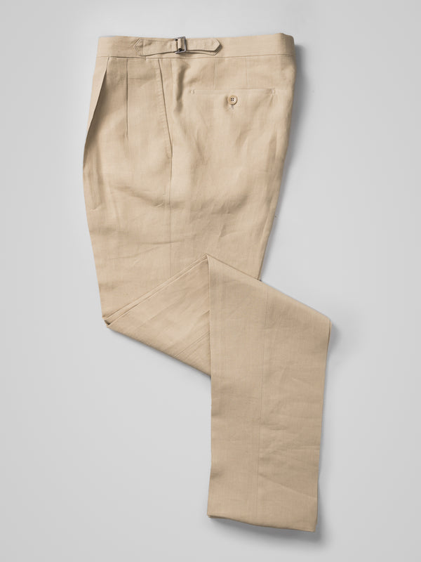 Rota Summer Beige pair of regular fit linen trousers Pezzi Unici