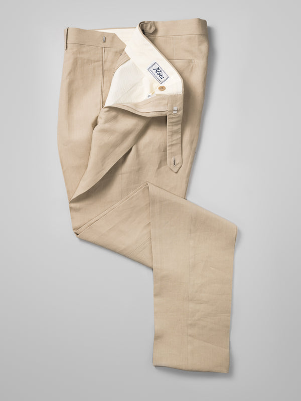 Rota Summer Beige pair of regular fit linen trousers Pezzi Unici
