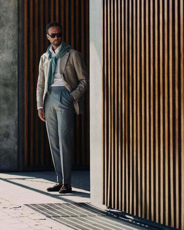 Rota Summer Light grey pair of regular fit wool trousers Soddisfazione Garantita