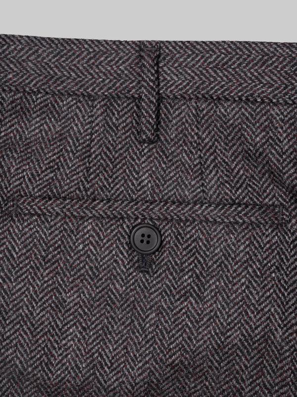 Rota Winter Grey melange herringbone wool cashmere trousers Prezzo Ridotto