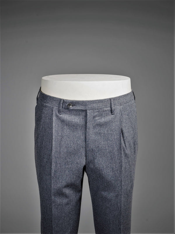 Rota Winter Medium grey pair of regular fit flannel wool trousers In Vendita